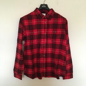 NWT Hanna Andersson Mens Red Black Buffalo Plaid Flannel Shirt Sz XL Festive